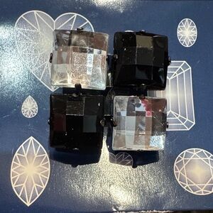 Checkered Board Square Cut Simulated Black & White Diamond Faux Stone Pendant